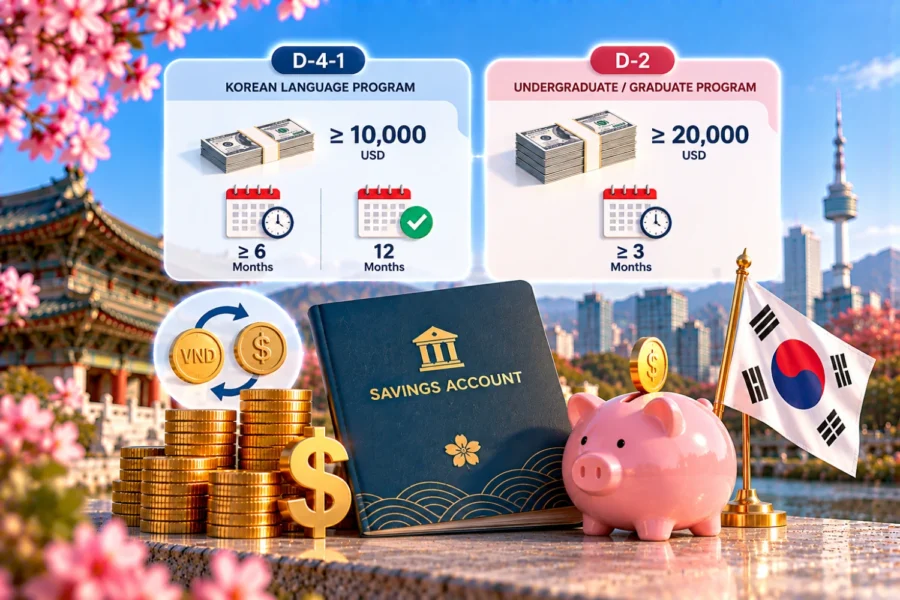 Sổ tiết kiệm du học Hàn Quốc cần gửi trước bao lâu theo quy định mới nhất?